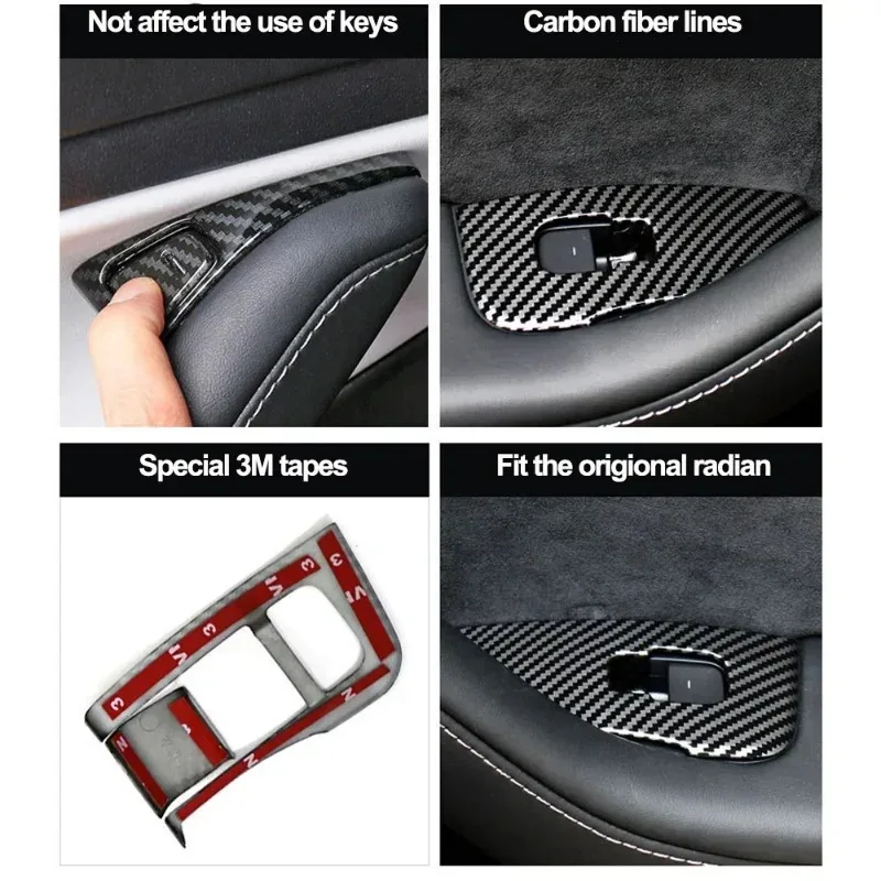 

Tesla Model 3 Y Carbon Fiber Glass Lifting Panel Button Decorative Sticker for Modification of Internal Window Lifting Sticker