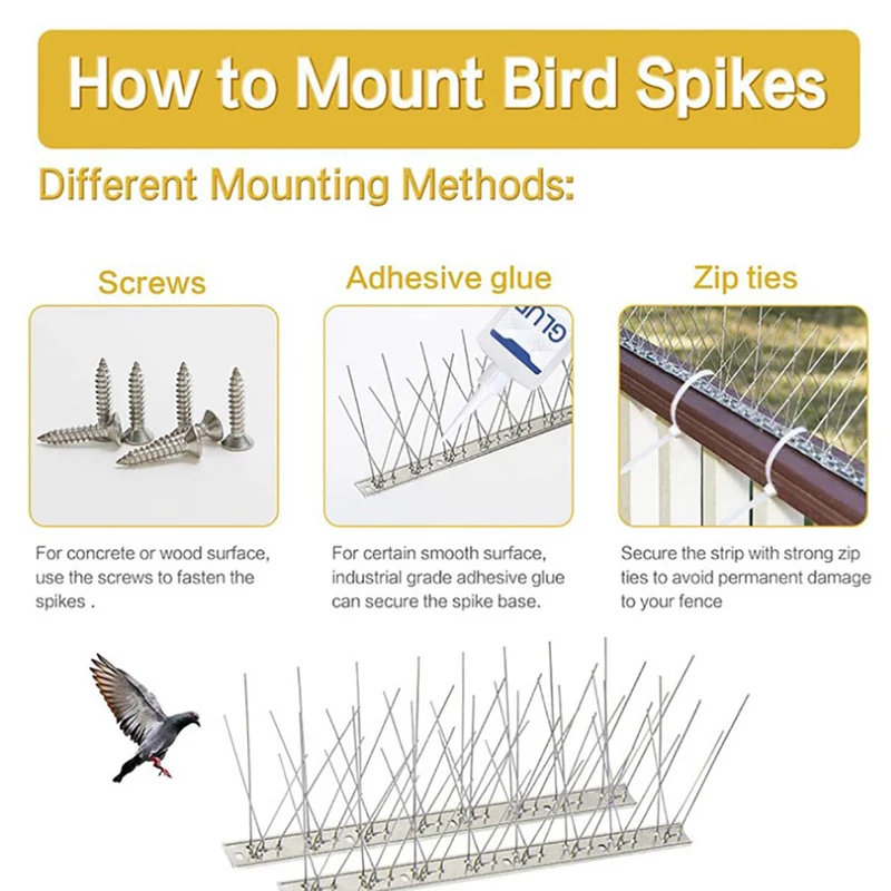 Defender Birds Spikes Fence Wall Anti-Bird Pigeon Protector Repeller Deterrent