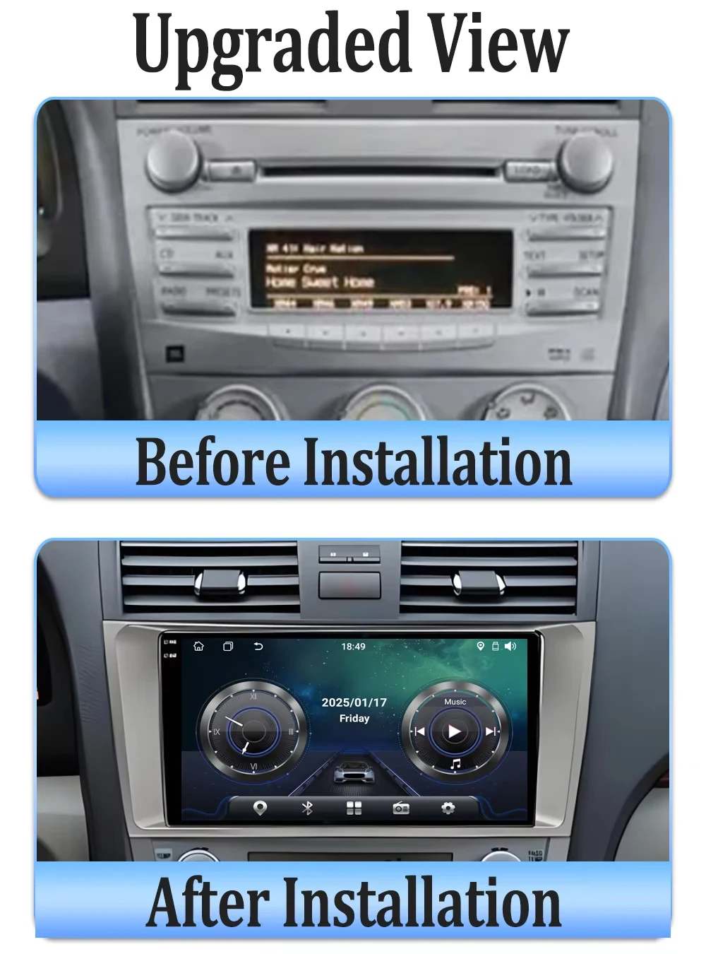 Carplay أندرويد 15 راديو السيارة الوسائط المتعددة مشغل فيديو لتويوتا كامري 7 XV 40 50 2006-2011 الملاحة نظام تحديد المواقع رئيس وحدة واي فاي BT 2din