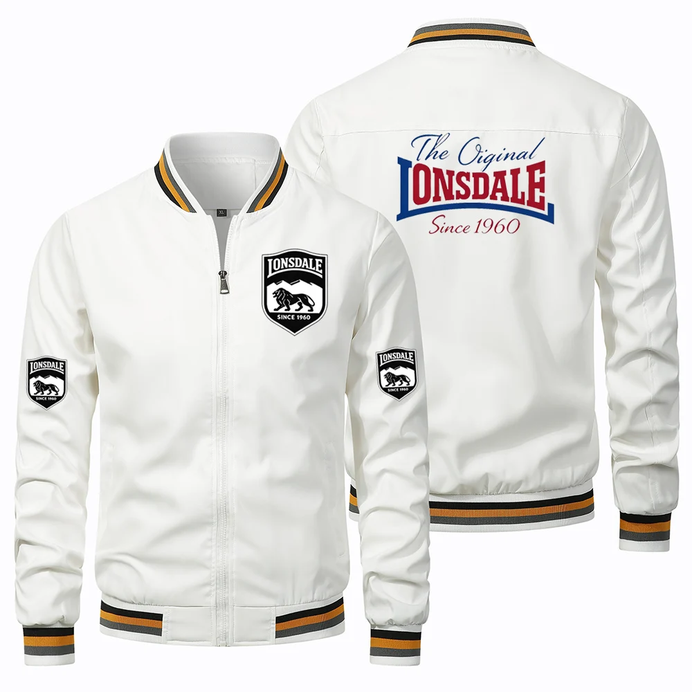 LONSALE1960 Men's High Collar Zipper Casual Jacket, Spring and Autumn, Outdoor Sports Jacket, Windbreaker, Raincoat, Firefighter