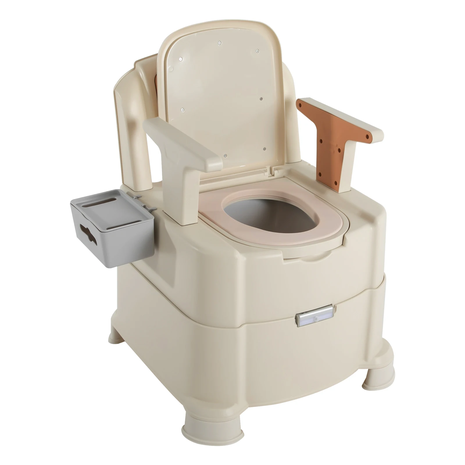 Portable Folding Emergency Toilet with Cover Seat Bedside Commode Portable Toilet Toilet with Sensor Night Light for Adults Kids