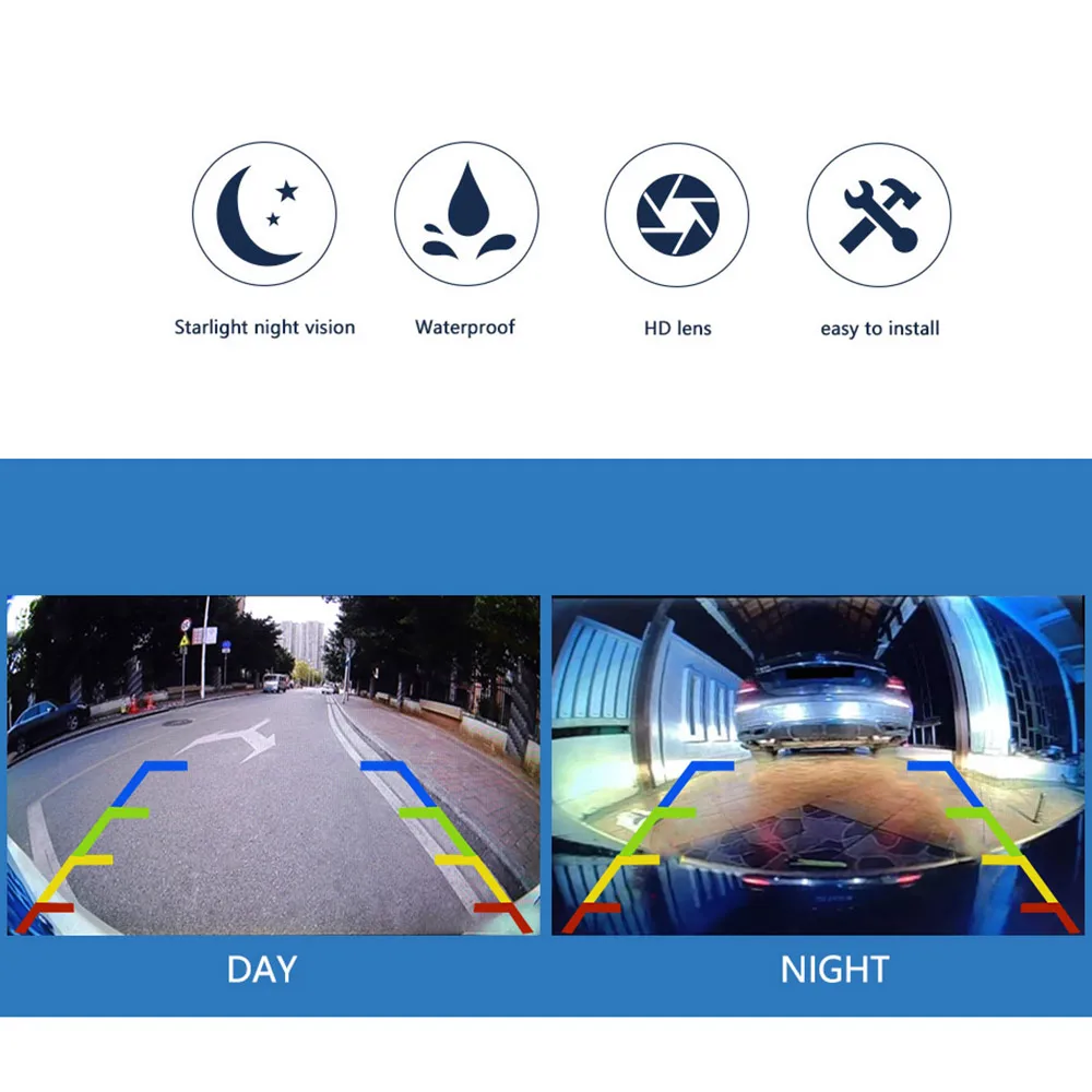 CCD 1080P Car Rear View Camera HD Night Vision Reversing Parking Monitor Adjustable Bracket Wide Angle High-Definition Camera
