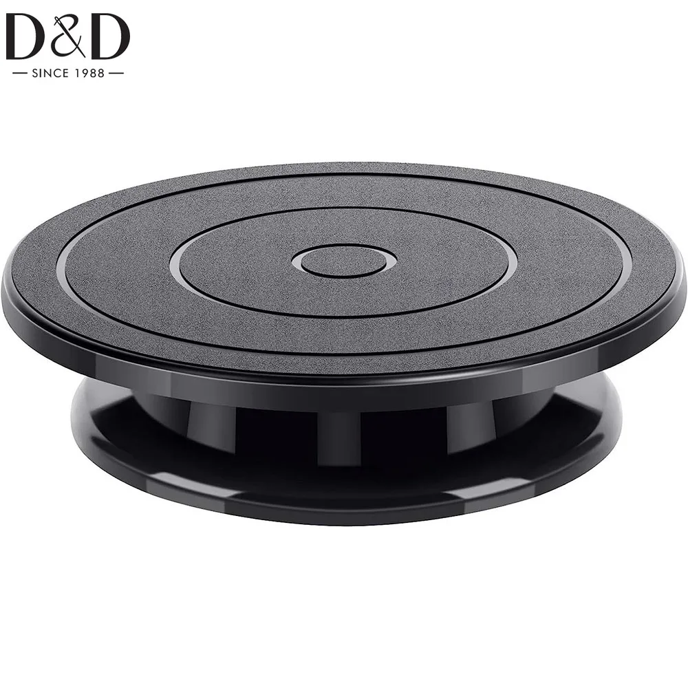 

D&D 11 Inch Rotate Turntable Sculpting Wheel Revolving Cake Turntable Black Painting Turn Table Lightweight Stand