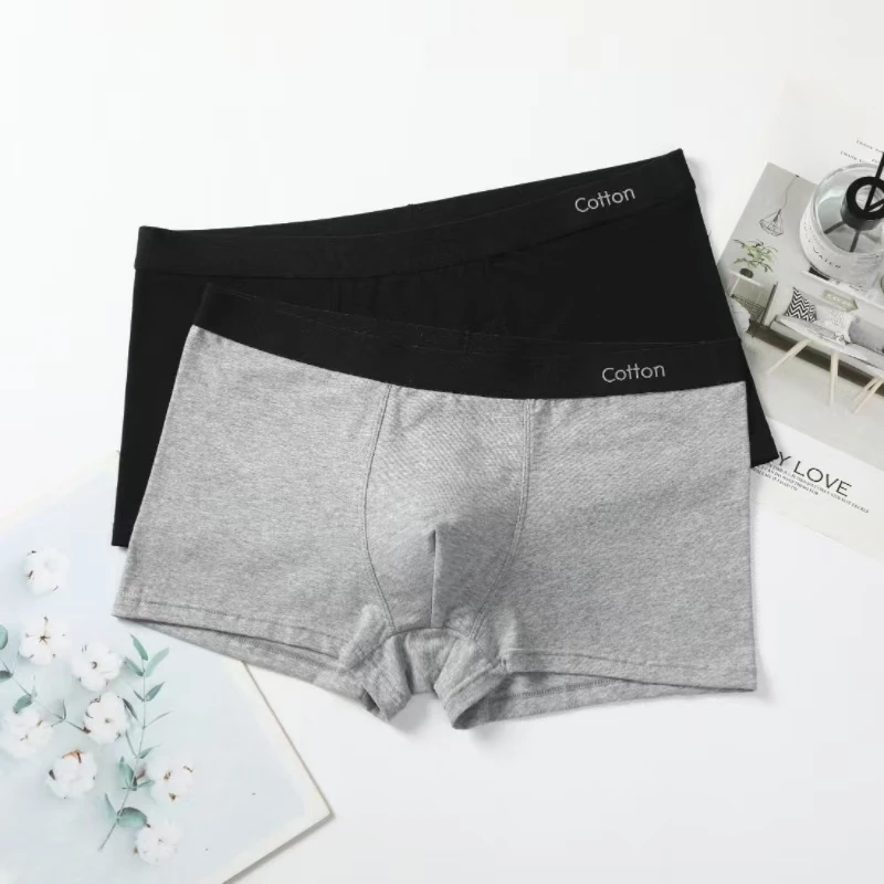 Men\'s Boxers Cotton Comfort Briefs Underwear Black Gray L XL XXL XXXL Breathable Fashion Fitness Sports