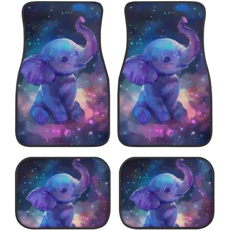 

4pcs Elephant Pattern Car Floor Mats - Durable, Easy To Clean, Stylish Interior Protection For Sedans, SUVs, And RVs, Perfect Gi