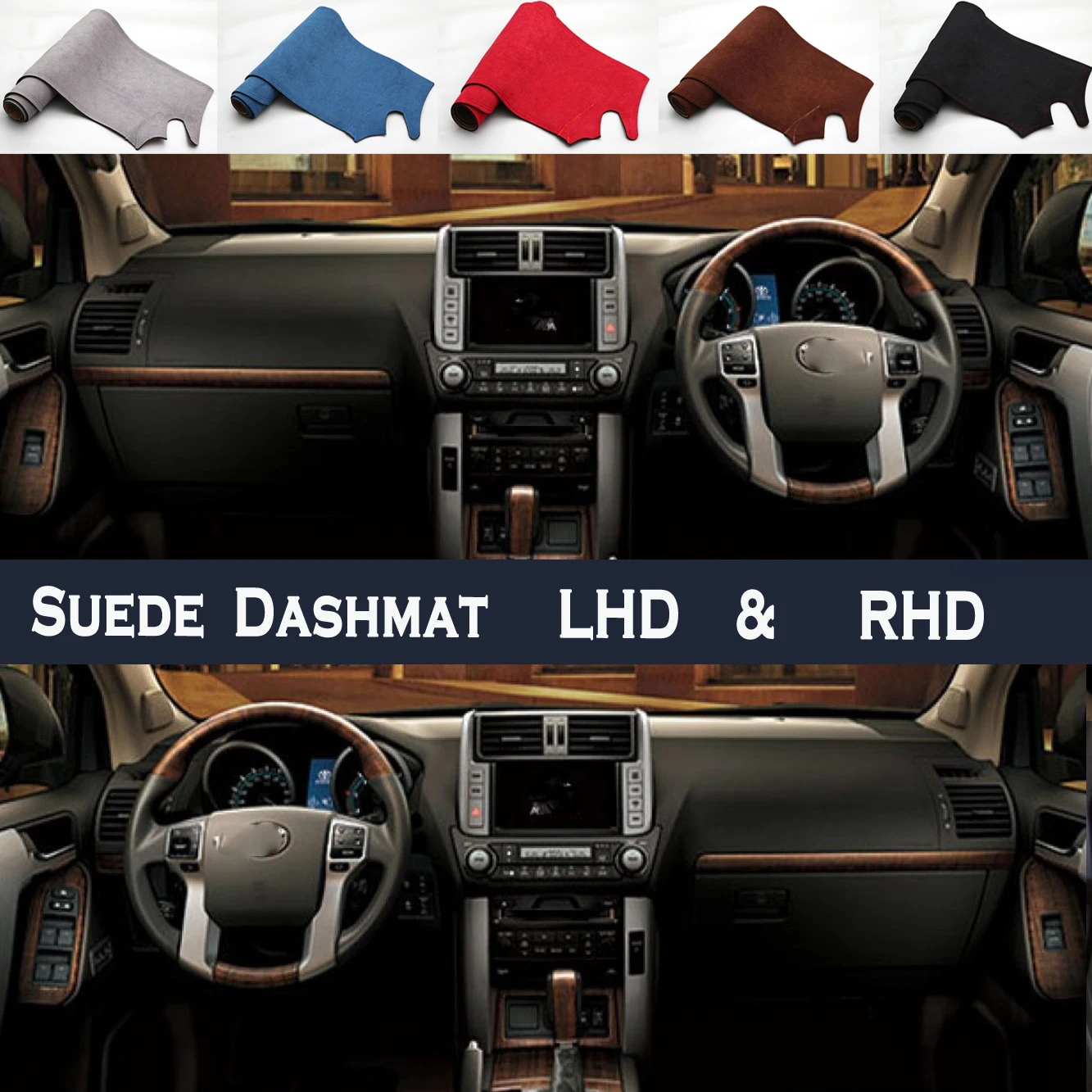 Car Styling Suede Dash Mat Covers Dashmat Dashboard Pad Protector Accessory For Toyota Prado J150 150 GX GXL 2010-2023 2016 2018