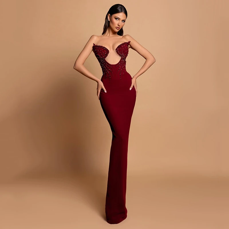 

Thinyfull Sexy Mermaid Prom Evening Dresses Sweetheart Beadings Long Party Dress Formal Night Cocktail Prom Gowns Custom Size