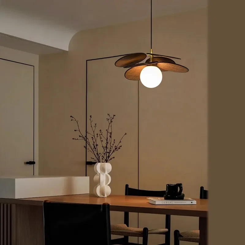 SANDYHA Nordic Retro Rattan Tecido Lustre LED Luminária de teto perfeita para quarto, sala de estar e corredor, decoração de casa