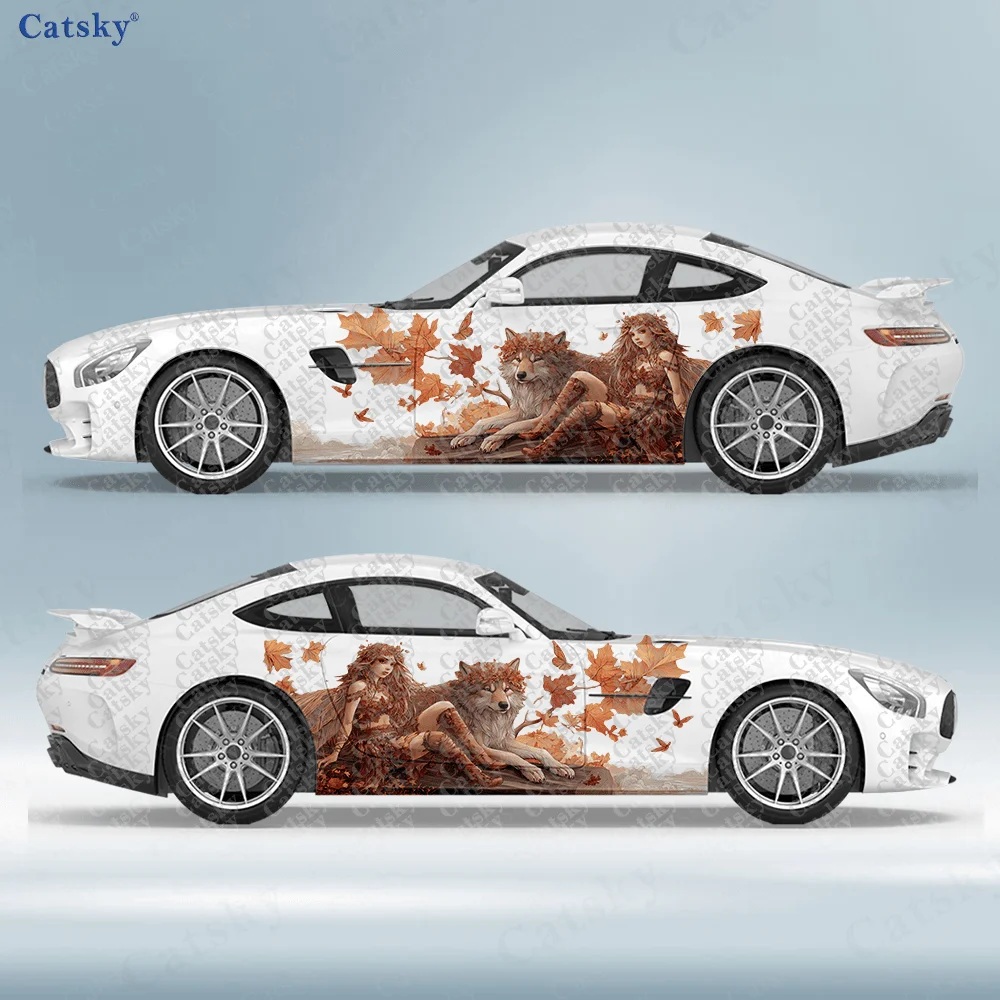 

2pcs Elf of Autumn Twilight Secret Car Side Wraps, Self-Adhesive PVC Waterproof & Scratch-Resistant Stickers, Car Accessory Gift