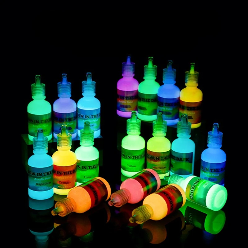 12/18 Kolorów 30ML Fluorescencyjna Farba Akrylowa - Wodoodporna, Szybkoschnąca do Malowania, Graffiti, DIY, Artykuły Plastyczne — zdjęcie produktu 3
