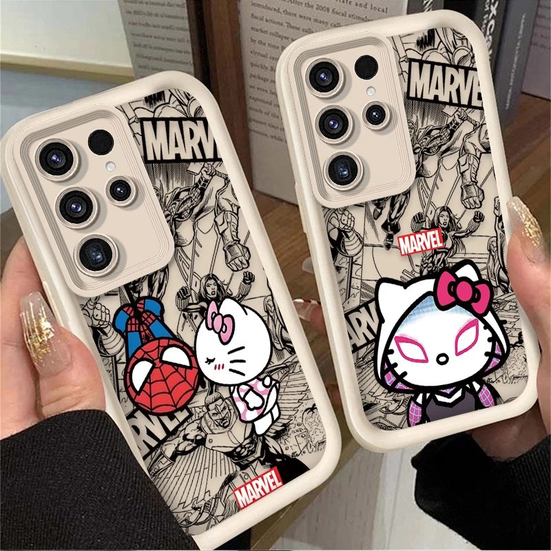 Funda Marvel Spider Man Hello Kitty para Samsung Galaxy S24 S25 S23 Ultra S22 S21 Plus FE A36 A56 A26 A16 A06 A15 A25 A35 A55 5G
