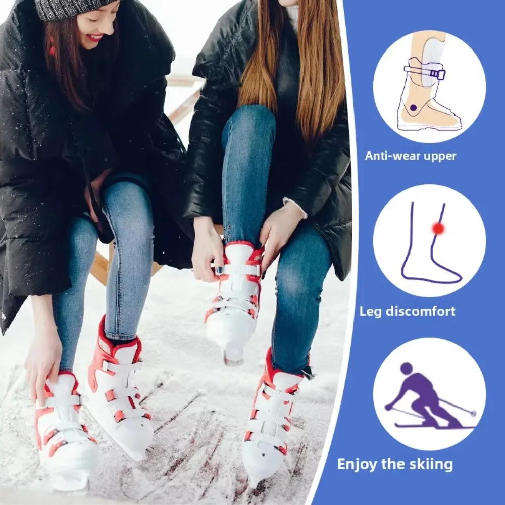 Self-Adhesive Gel Ski Boot Accessories, Soft Anti-Wear Shock-Absorbing Shin Pads, Ski Boot Liner Guards for Leg Protection