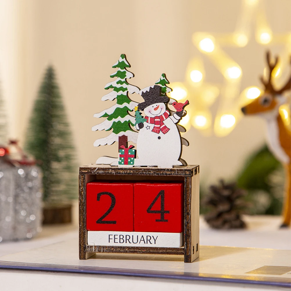 

1Set Christmas Snowman Wooden Calendar Premium Desk Perpetual Calendar Xmas Decoration Gift Xmas Decoration Christmas Gift