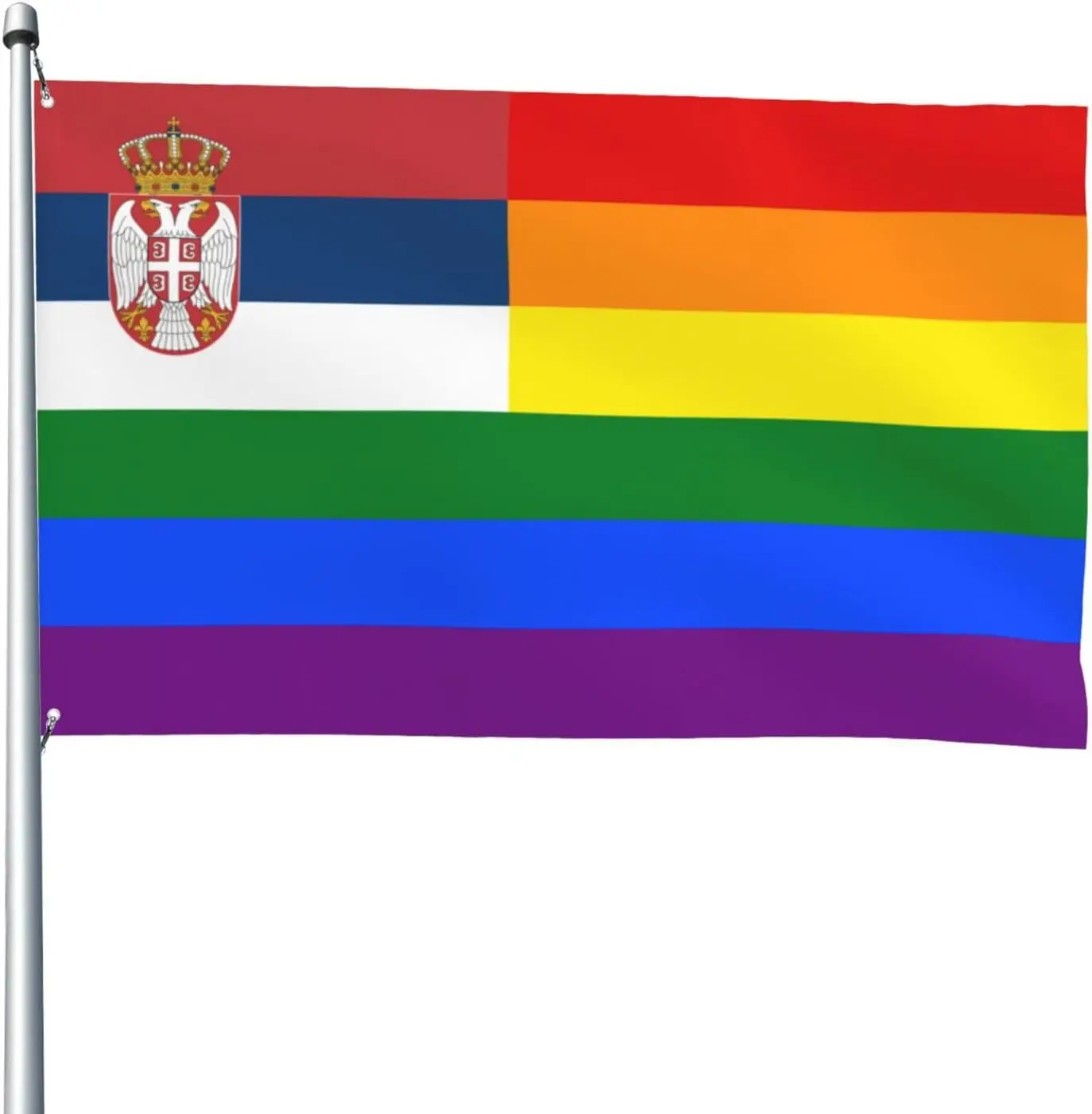 Flagnshow 100% Polyester Serbia Rainbow Flag