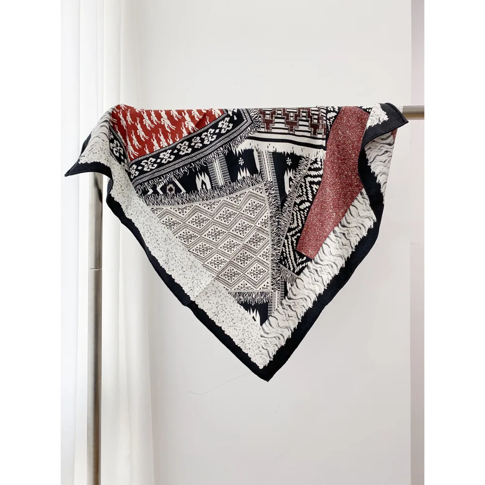 

Двойной шарф для лица, женские шелковые шерстяные шали, роскошные зимние квадратные банданы, аксессуары для одежды, Рождественский подарок, 68 см