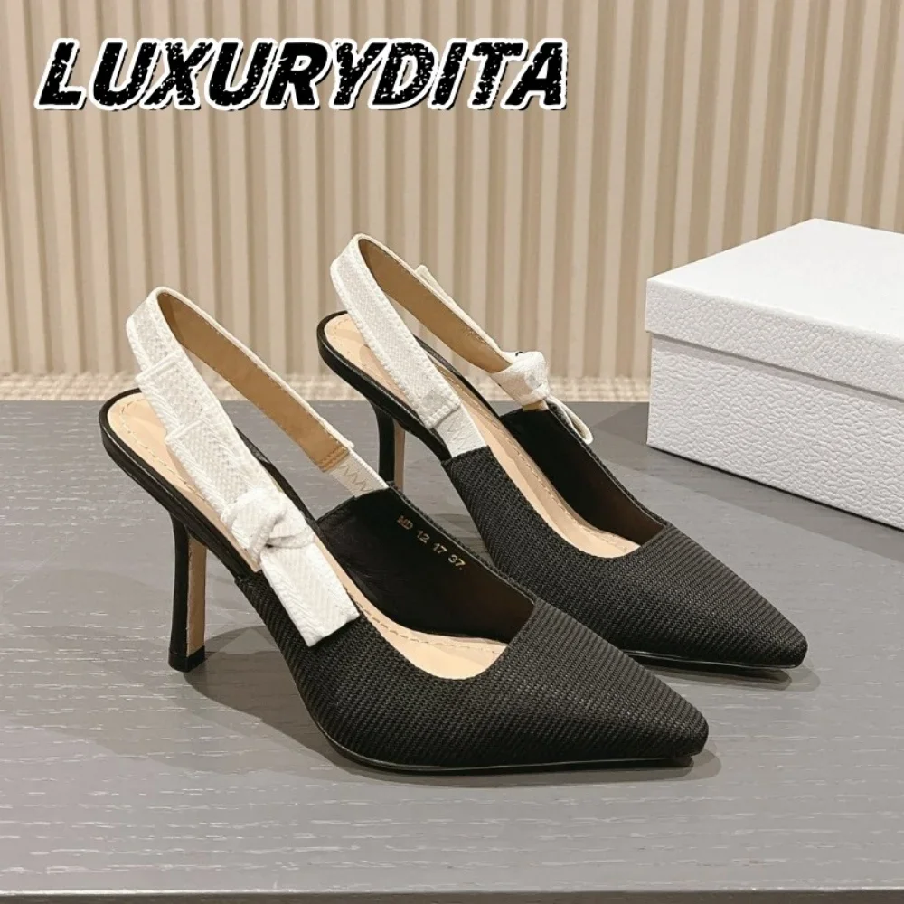 Top Quality Luxury Womens Sandal Casual Lace Flat Fashion Embroidered Muller Shoes Designer Silk Leather Soled High Heel