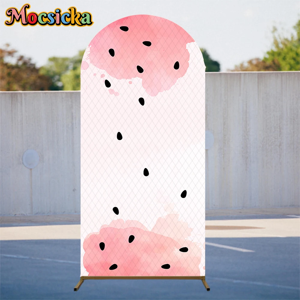 Mocsicka Watermelon Arch Backdrop Cover Child Baby Shower Birthday Photo Studio Arched Backgrounds Summer Fruit Pink Decorations