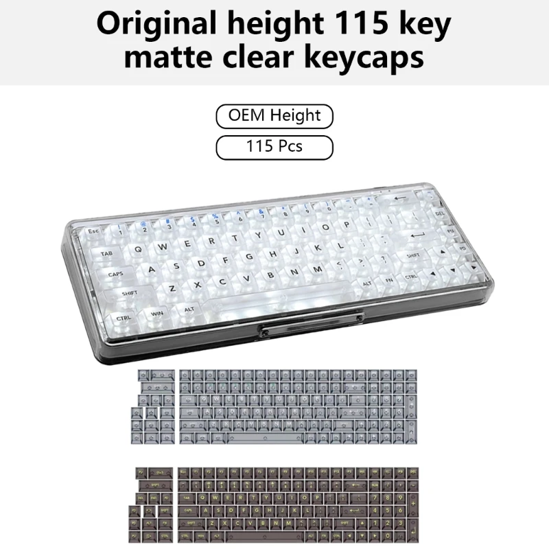 Keycaps rõ ràng và phong cách Keycaps PC trong suốt OEM 115Key dành cho bàn phím cơ, cải thiện trải nghiệm gõ phím của bạn