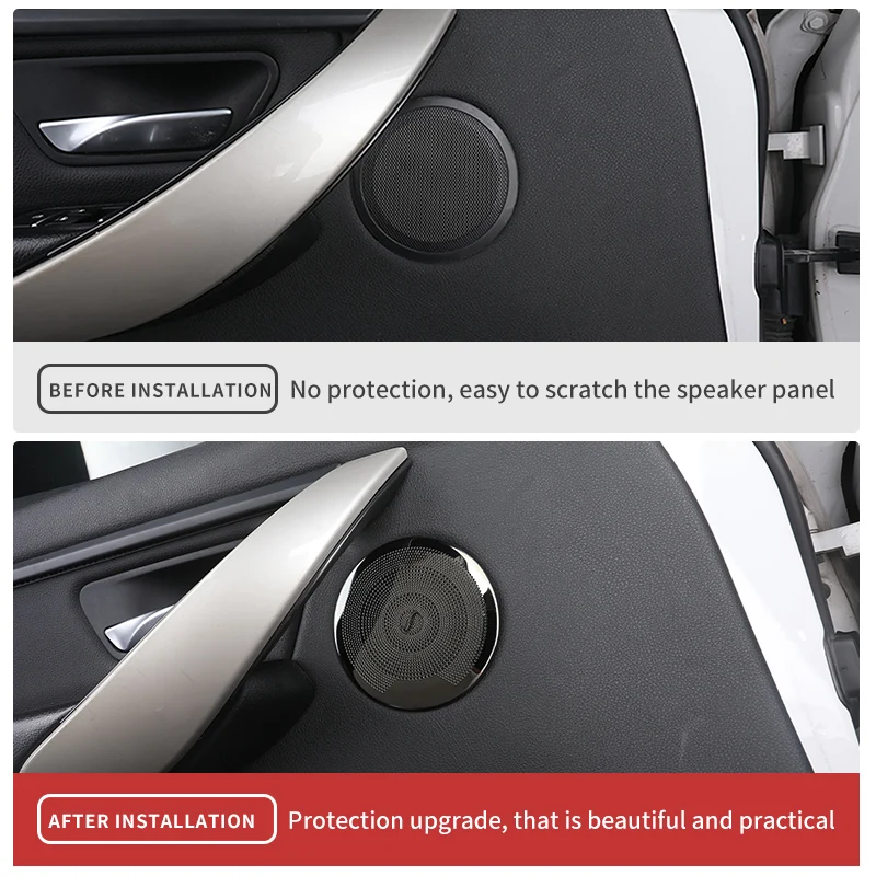 4PCS Stainless Steel Car Door Audio Speaker Cover Frame Protector Sticker For BMW X3 G01 X4 G02 F30 F32 F33 F36 3GT Accessories