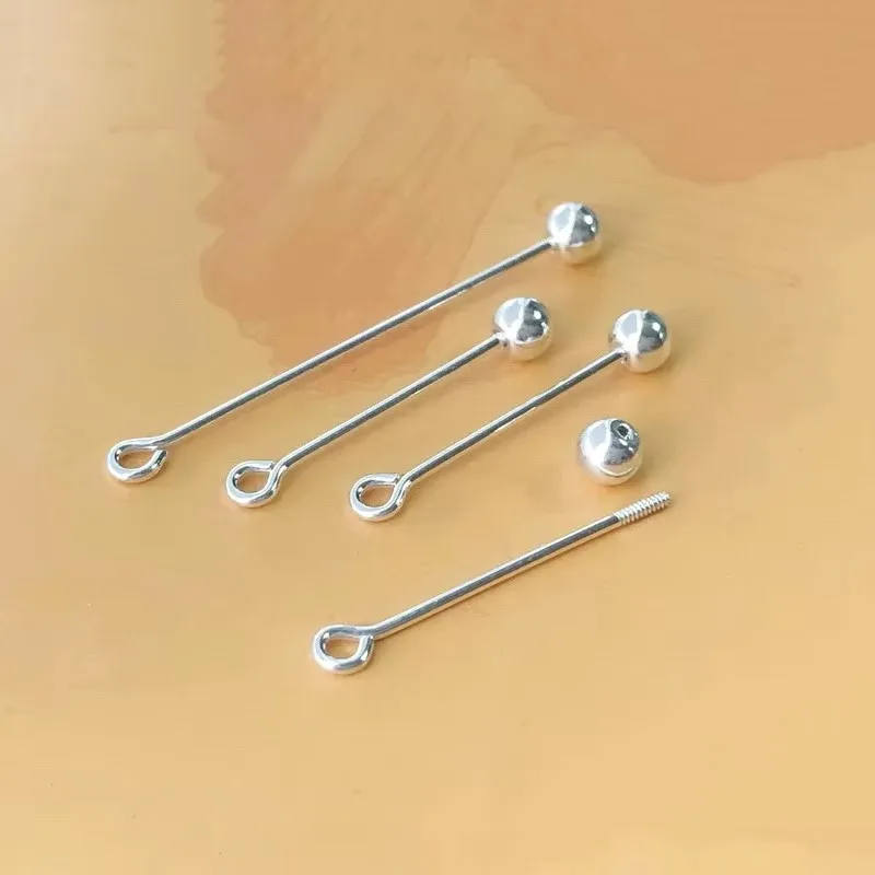 925 Sterling Silver Eye Pins for DIY Making, Threaded Ball Eye Pins, Jewelry Findings, 3mm