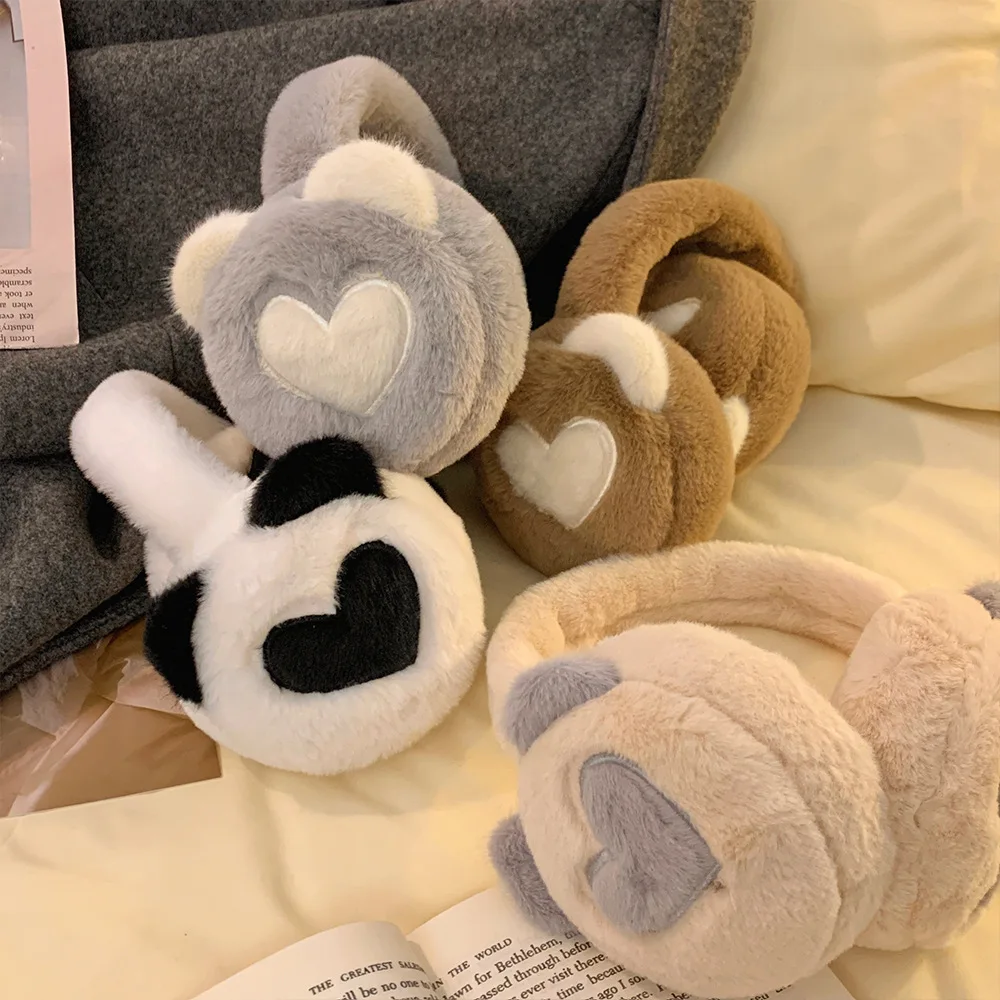 귀여운 곰 발 인쇄 귀마개 혁신적인 플러시 편안한 따뜻한 겨울 귀 따뜻한 2025 여성 패션 액세서리