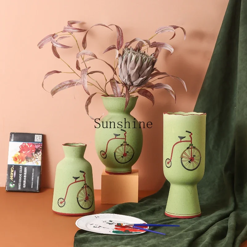 

Minimalist bicycle ceramic vase ornament desk flower arrangement