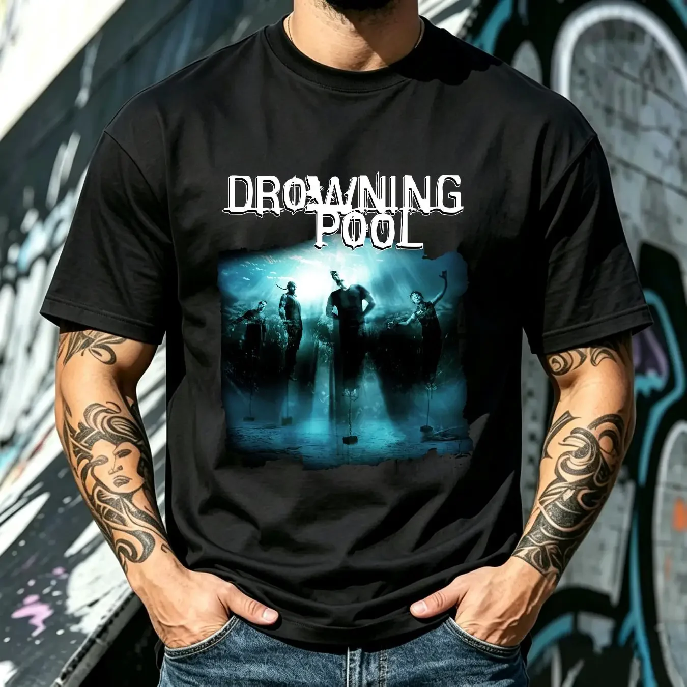 washed T Shirt NEW Concert Drowning Pool Turn So Cold Classic Trending S 5XL vintage Washed Stretched Casual graphic streetwear