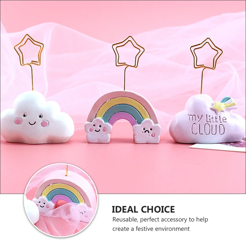 

3Pcs Resin Cloud Note Holders Creative Message Clip for Desktop Organizer Table Decoration Party Wedding Anniversary Decor