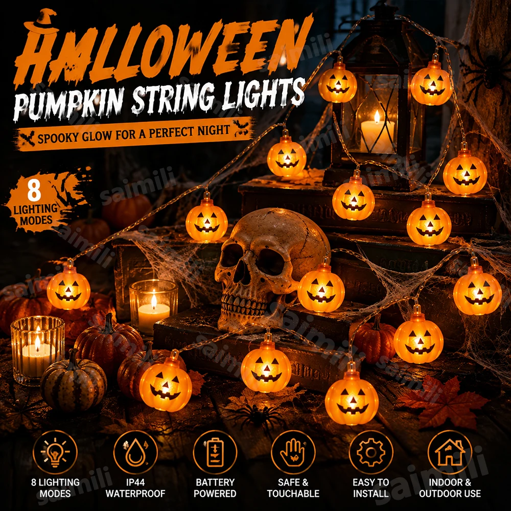 Outdoor Lighting Halloween - Halloween Carnival Party Pumpkin LED String