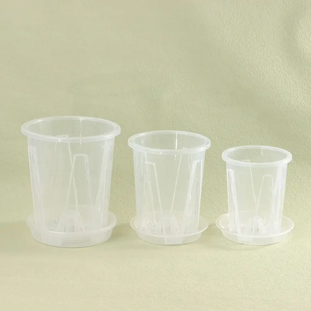 Breathable Root Control Transparent Flower Pot Beautiful Plastic Phalaenopsis Orchid Pots with Tray With Stomata Planting Pot