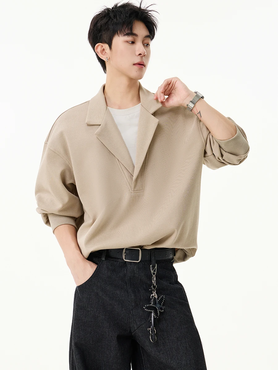 

Мужской свитшот Boyue Casual: модный дизайн с вставками, комфортный свободный крой, длинный рукав, круглый вырез, весна-осень