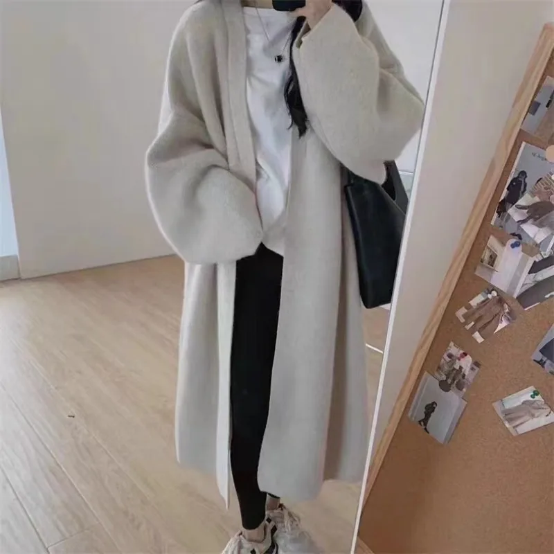 Basics Solid Long Cardigan Women Knitted V-Neck Top Coat Fashion Jacket Long Sleeved Knitted Cardigan Sweater Autumn Winter