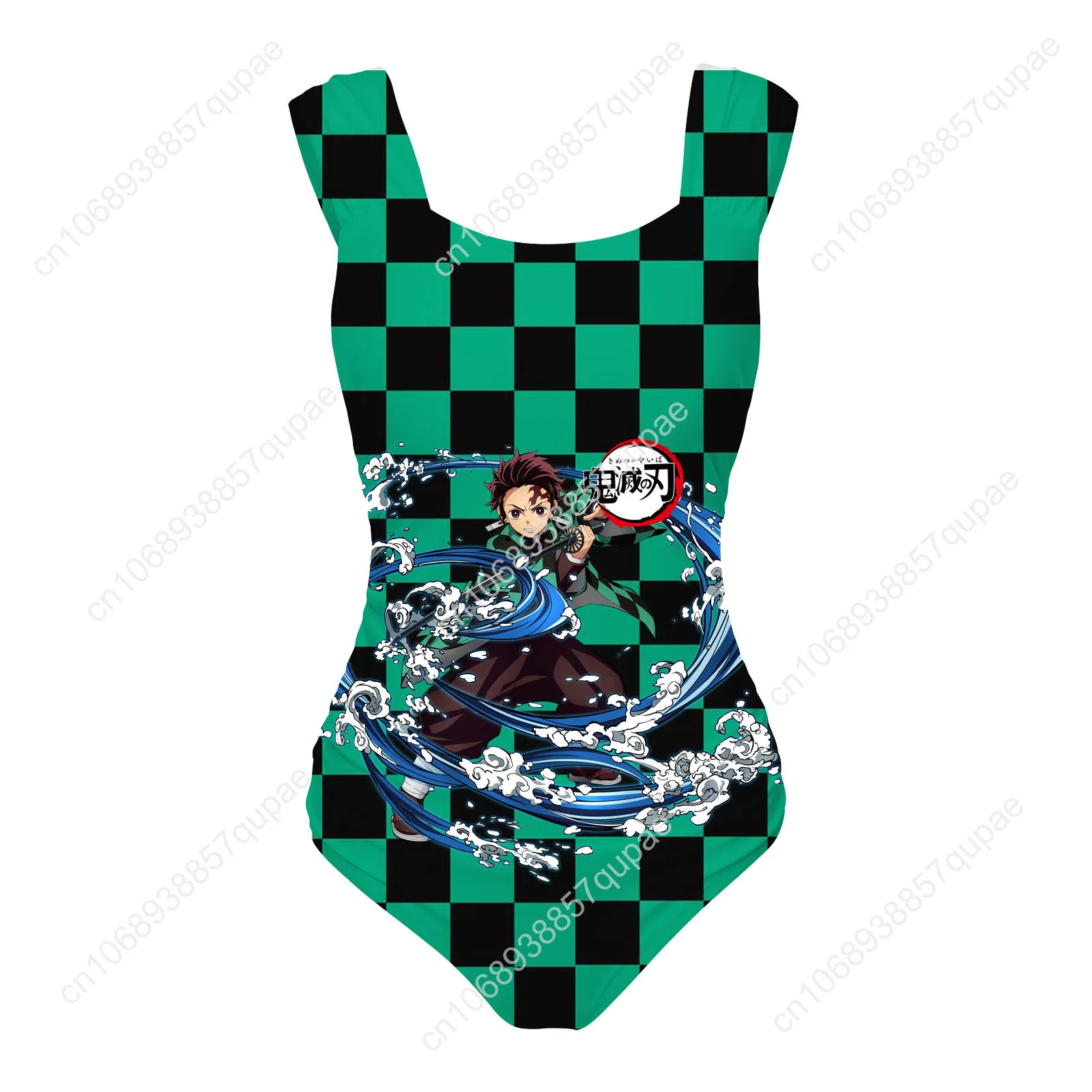 Kimetsu No Yaiba Tanjiro Nezuko traje de baño de una pieza con tirantes anchos trajes de baño para mujer Fiesta EN LA Piscina playa SexyBikini ropa de playa