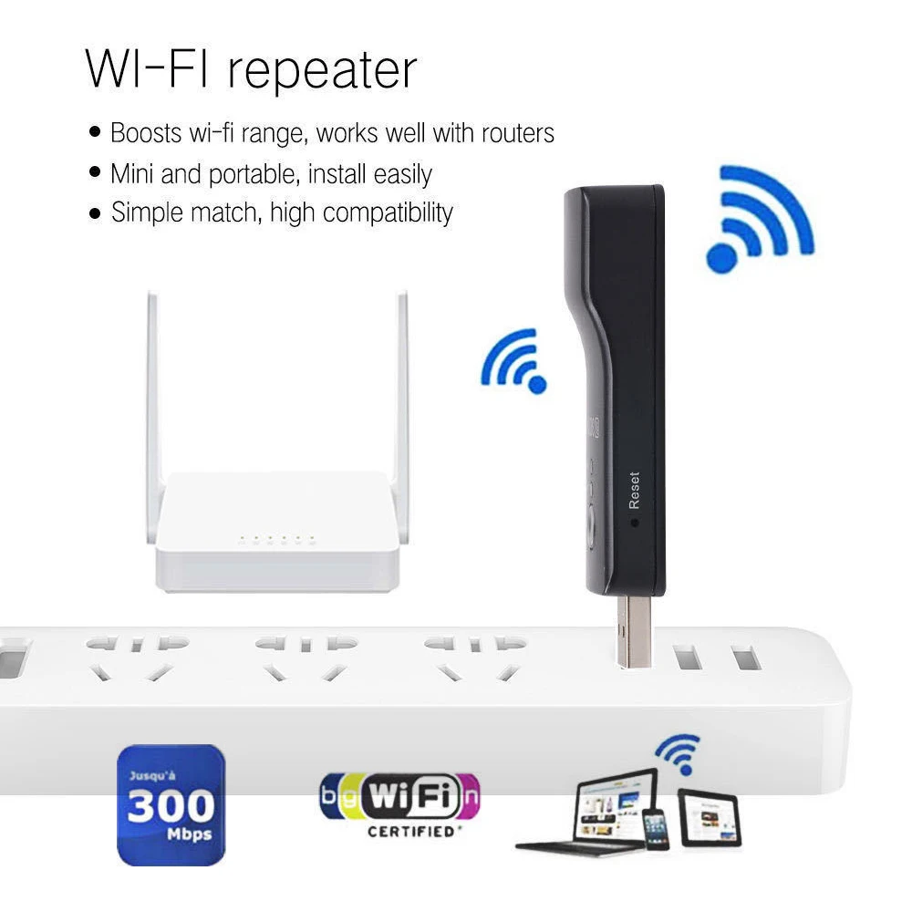 범용 USB 무선 WiFi 스마트 300Mbps TV 네트워크 어댑터 범용 HDTV RJ45 랜 포트 리피터 AP WPS (삼성 소니 TV용)