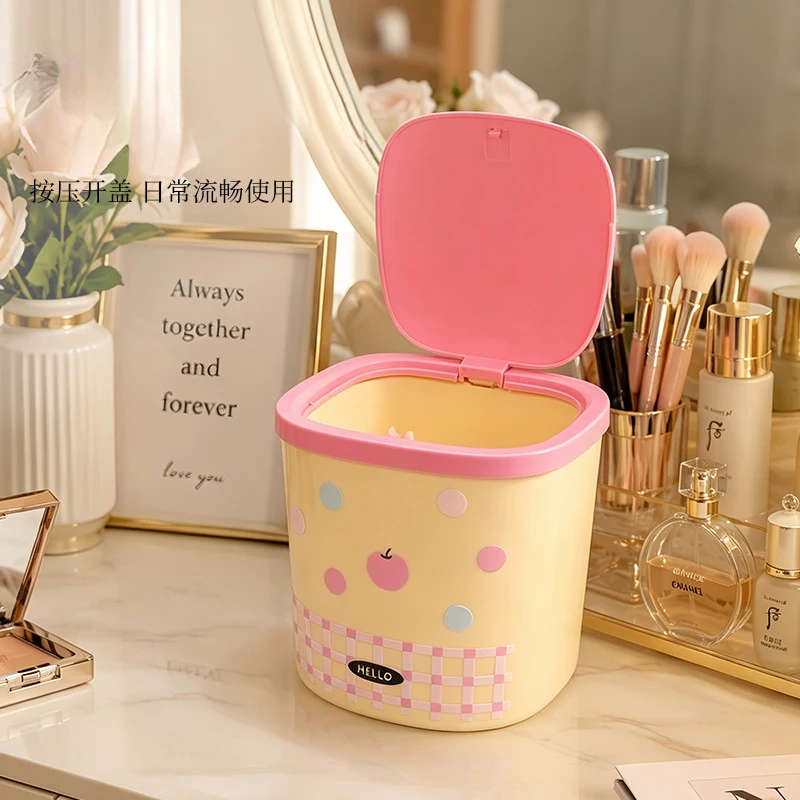 Pop Up Desktop Trash Can Mini Storage Box, Office Desktop Paper Basket, Miscellaneous Bin, Makeup Table, Garbage Storage Box