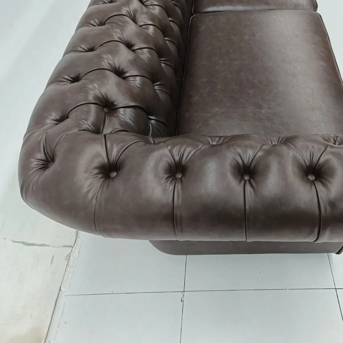 American retro leather sofa three or four people straight row oil wax leather villa living room bar first layer cowhide sofa 4
