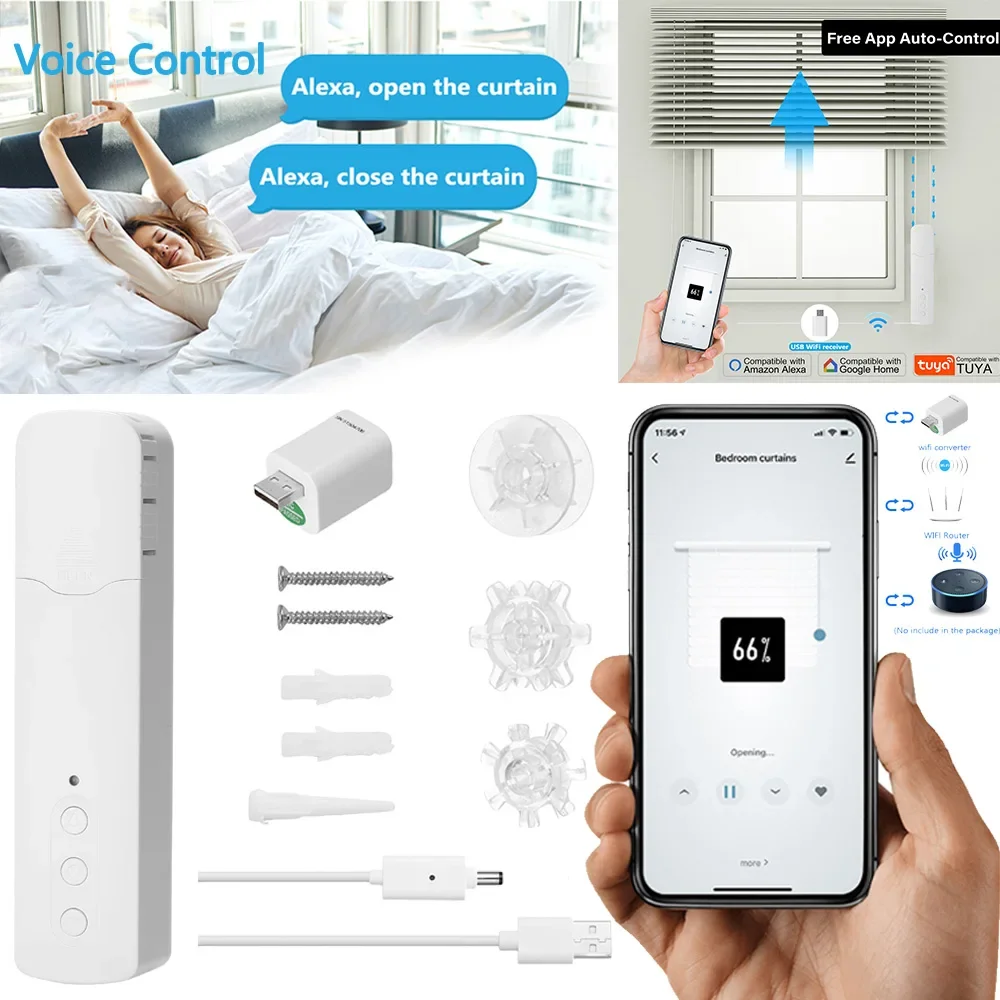 WIFI Smart Electric Curtain Motor Chain Roller APP Control Quiet Blind Pull Bead Curtain Motor System For Alexa Google Home