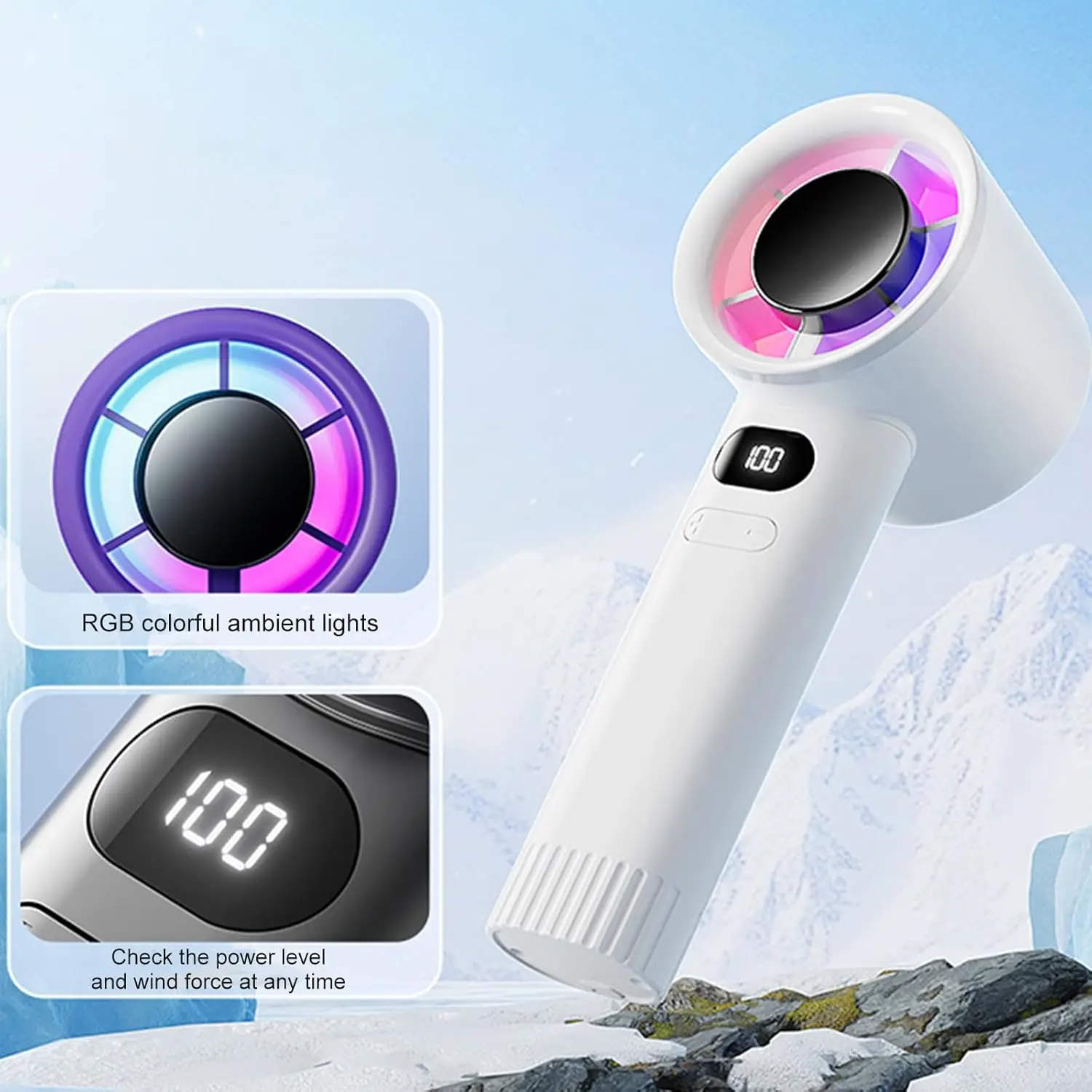 휴대용 휴대용 팬-100 속도 조절 가능한 냉각 충전식 팬 여행용 디지털 디스플레이가 있는 조절 가능한 터보