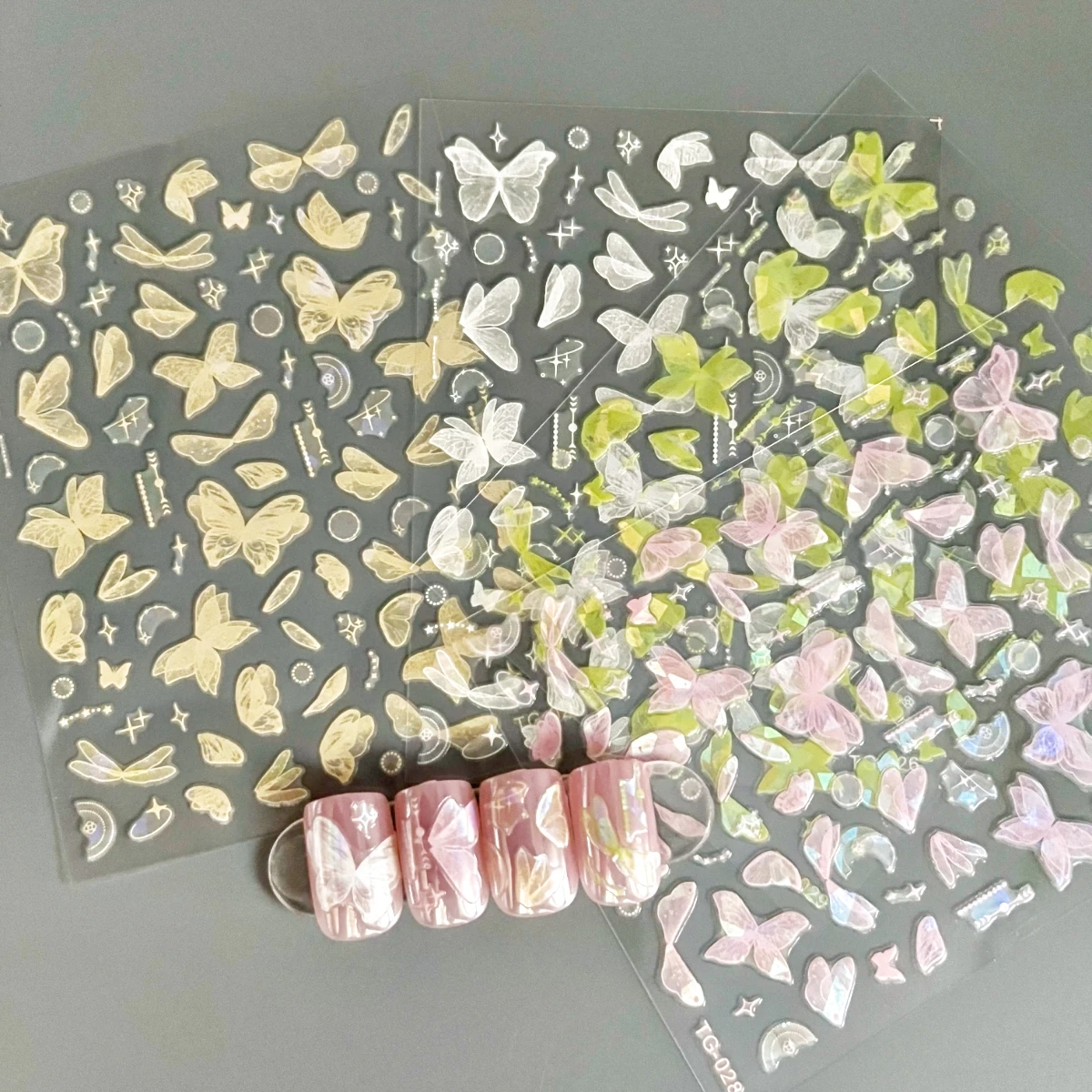TSC-427-428 Yandere rétro brillant papillon Style 3d Nail Art autocollant déco curseur TG-003