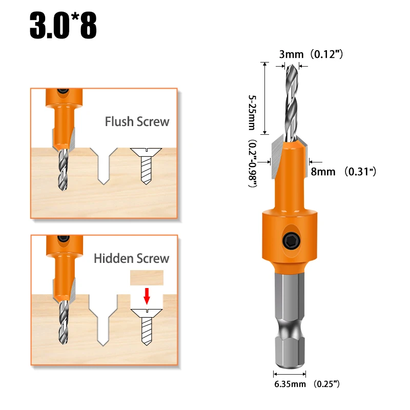 Sechskantschaft HSS Holzbearbeitung Senker Fräser Schraubenausdreher Remon Abriss für Holzfräser – Detail 6