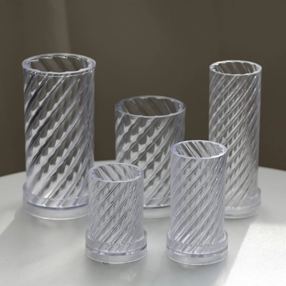 Spiral Cylinder Candle Plastic Mould Multi Size Geometry Stripe Pillar Acrylic Mold Line Column Making Scented Party Decor Gifts