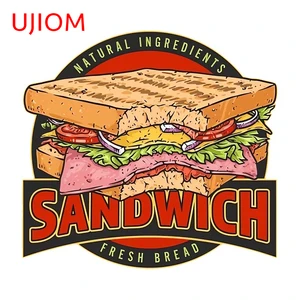 Ujiom 13 cm x 12,1 cm großer Sandwich -Wandaufkleber Küche Aufkleber Aufkleber Kachelboden Dress Up Windows Sill Sonne Protektor 6 Hauptverkaufsfliesen billiges Sandwich - №2