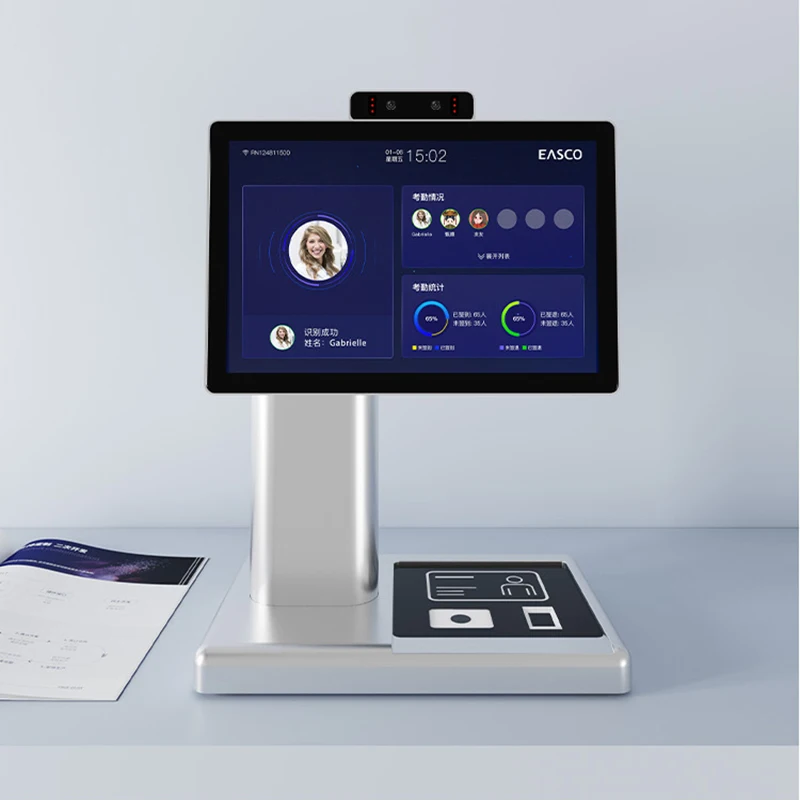 

Desktop Model Touchscreen Aluminum Alloy Double-sided Smart Access Control System Visitor Registration Machine