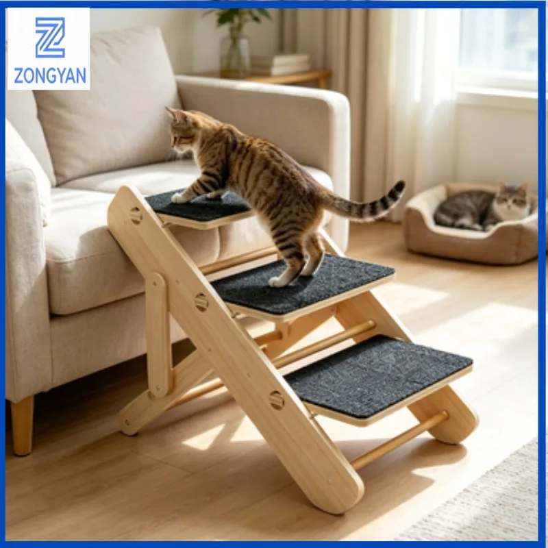 ZONGYAN Pet Stair Step Adjustable Non Slip Climbing Ladder Combined Cat Scratching Board For Household Pet Indoor Activity