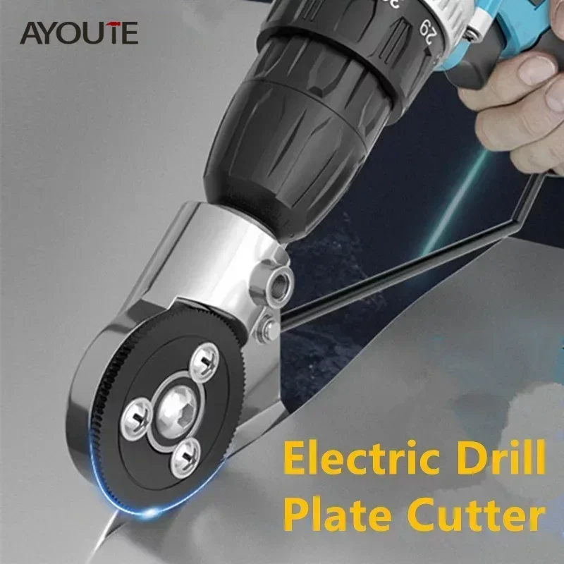 Drill Plate Cutter, Metal Nibbler Drill Attachment with Adapter, Double Headed Sheet Nibbler Cutter Sheet Metal Knife Electric