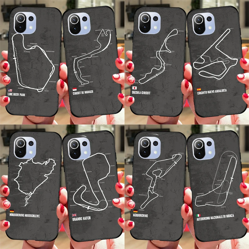 Formula 1 F1 Racing Circuit Case For POCO F5 X3 X5 Pro F3 F4 X4 GT M5s C40 Cover For Xiaomi 13 11T 12T Pro 12 Lite 12X