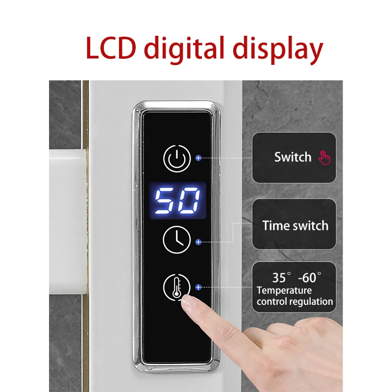 Bathroom Electric Towel Rack Temperature&Time Control Digital Display Heating Towel Rack Towel Dryer Free Punch Heater Towel