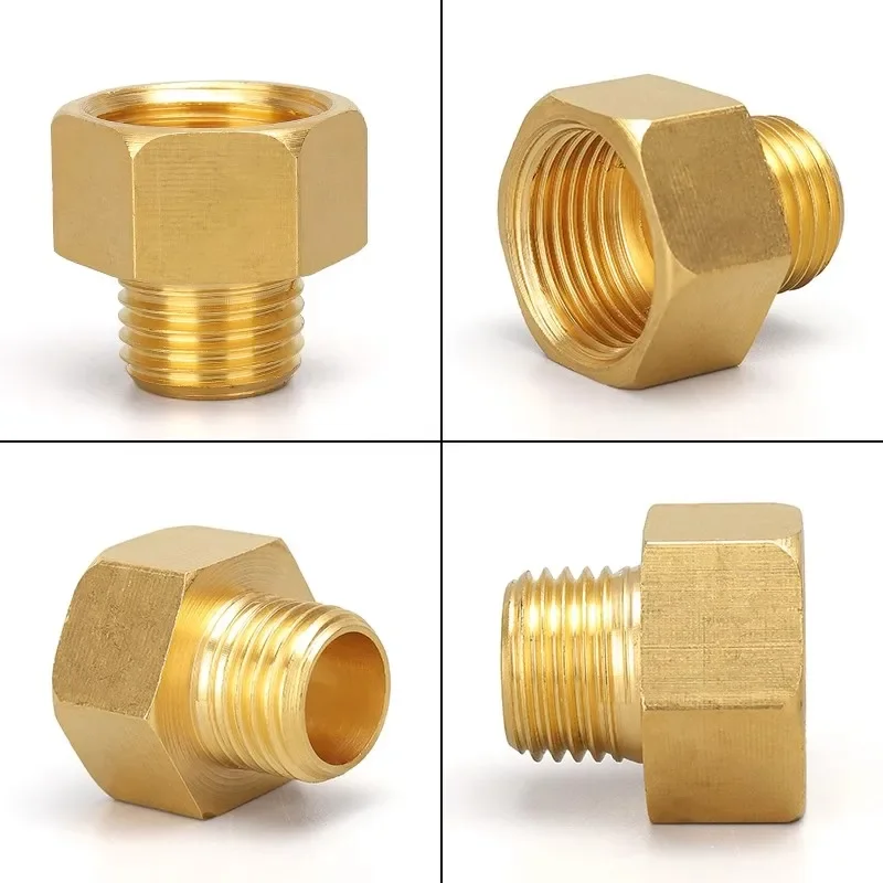 10pcs Male to Female Thread Hex Bushing Brass Pipe Connectors Brass Coupler Adapter Threaded Fitting 1/8\