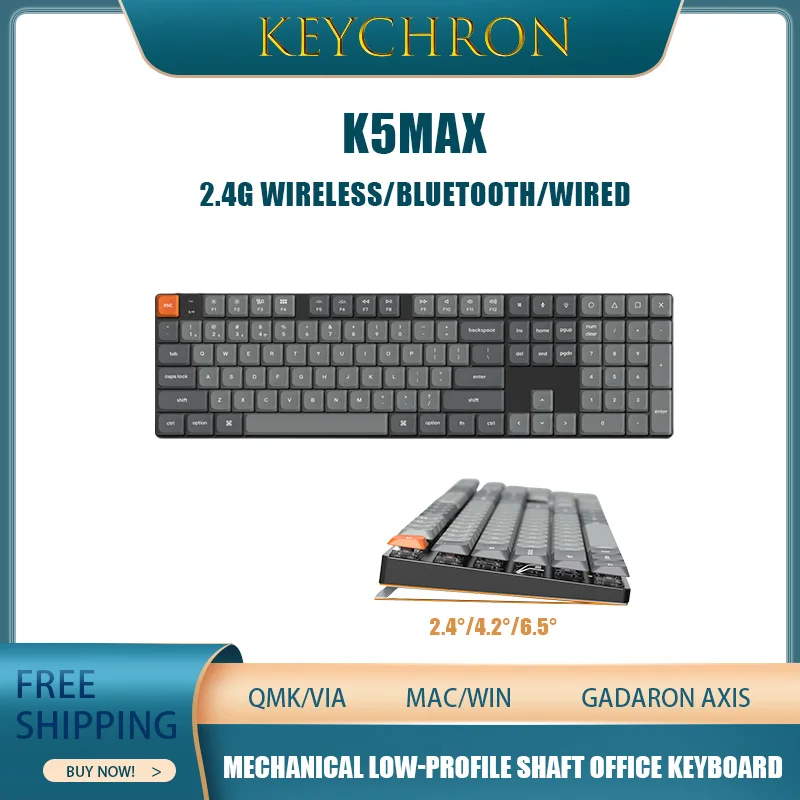 

Низкопрофильная механическая клавиатура Keychron K5max, трехрежимная беспроводная связь, Bluetooth, 108 клавиш, легкая работа, ноутбук, ПК, планшет, адаптация