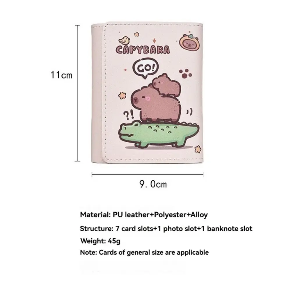 لطيف بو الجلود كابيبارا المحفظة الكرتون طوي محفظة نسائية للعملات المعدنية سعة كبيرة المحمولة صور حافظة للبطاقات النساء #4